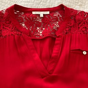 Gorgeous Red Tunic Top with Crochet Detail